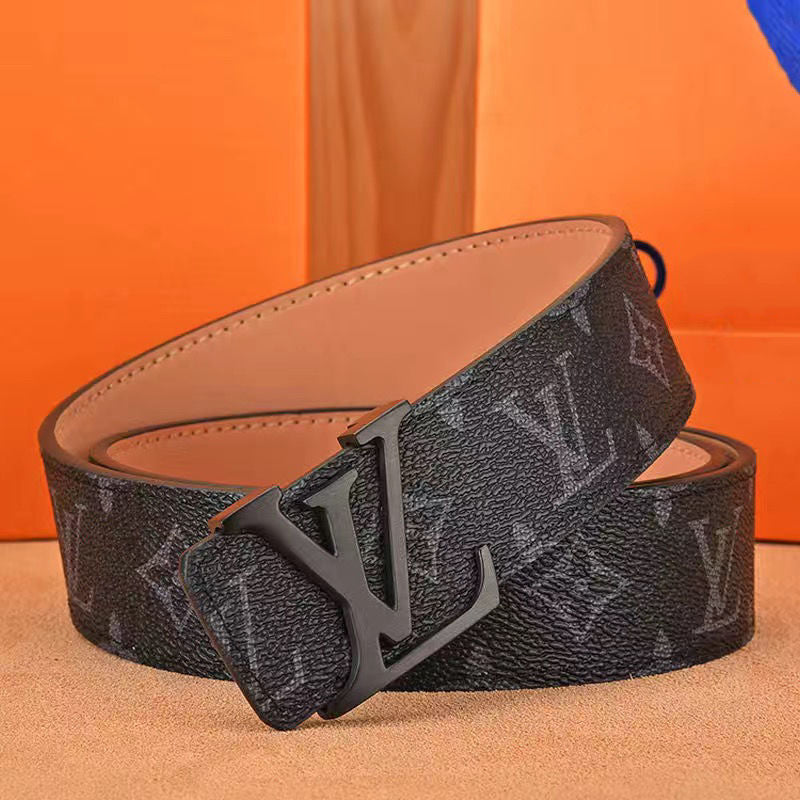 Men's belt high-grade letter leather business belt trend all-match strong and durable middle-aged and young casual pants belt