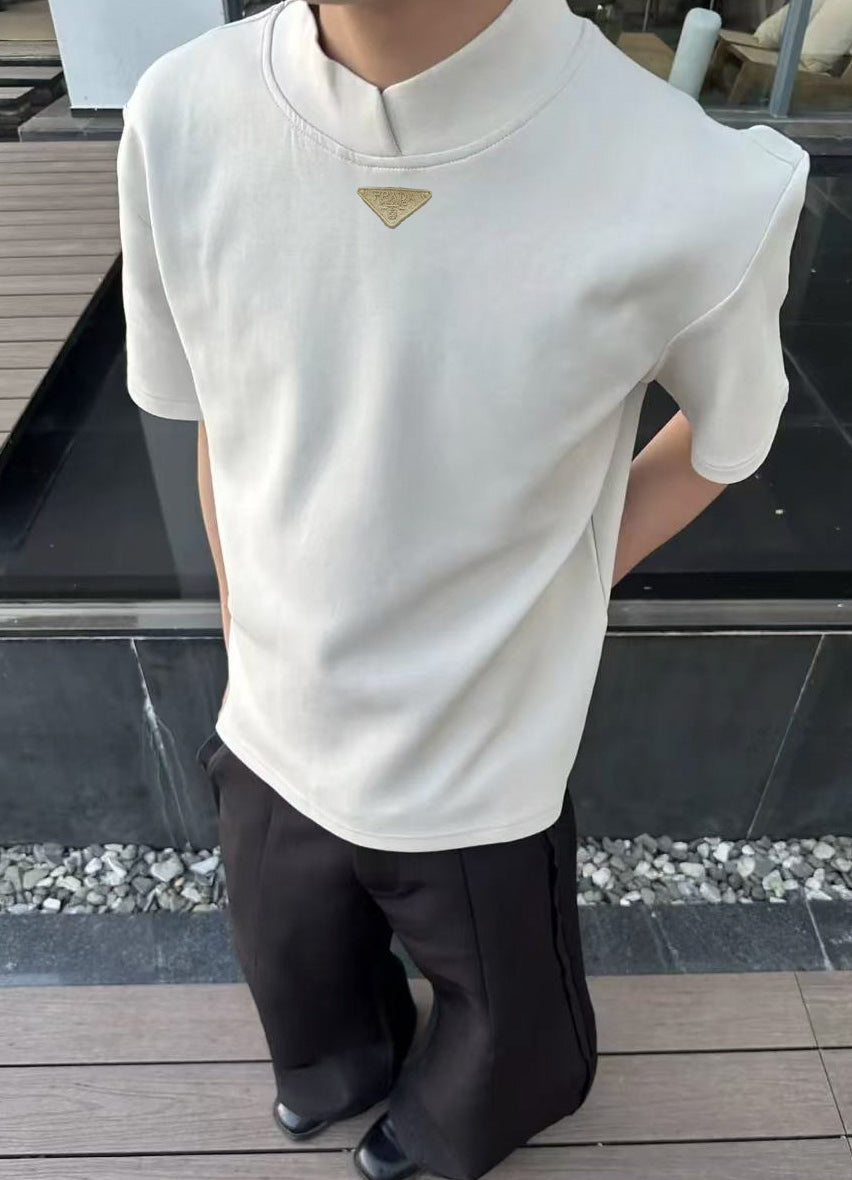 PR Liquid ammonia cotton petal collar straight shoulder T-shirt 1825052002