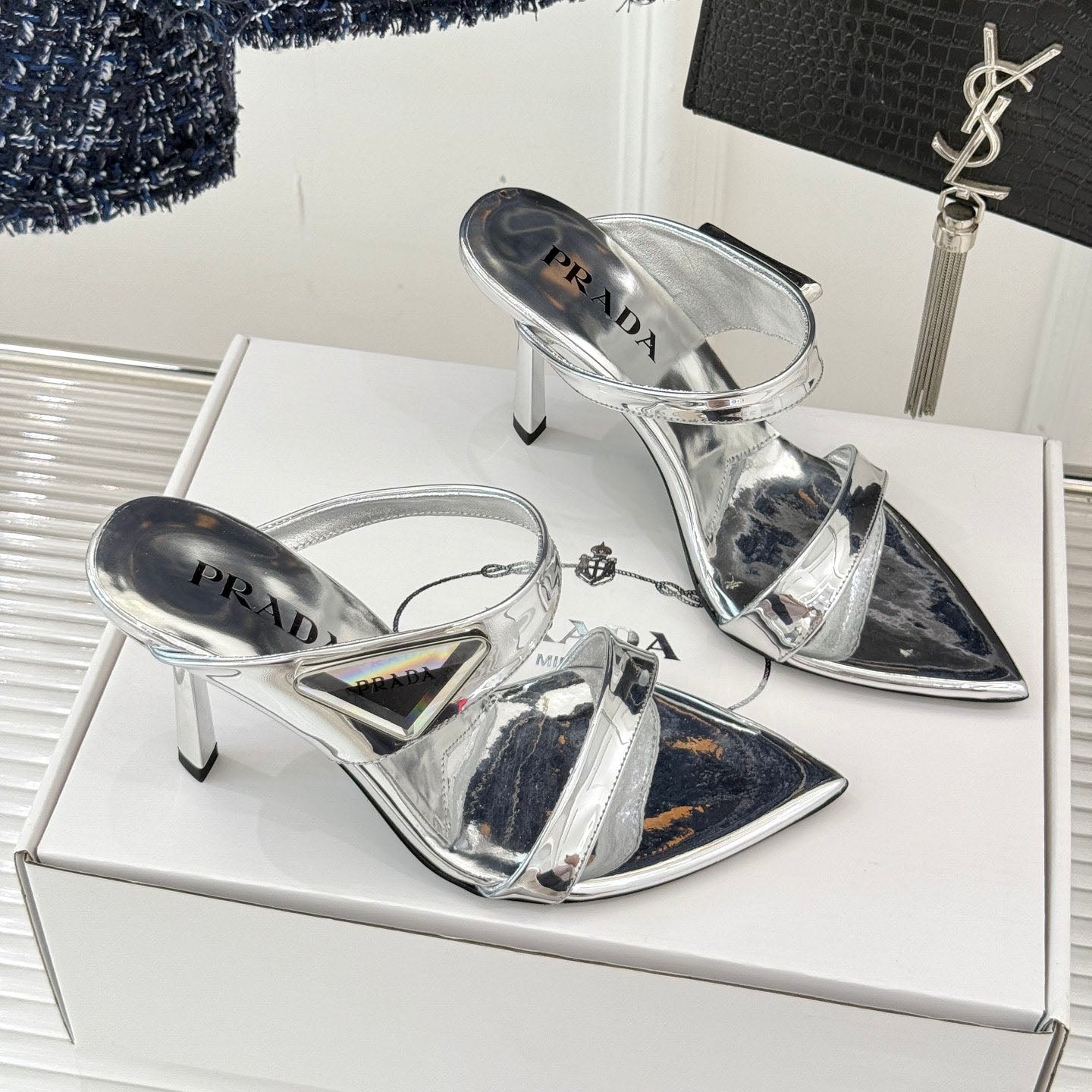 PR Triangle logo pointed toe sandals 1825061002