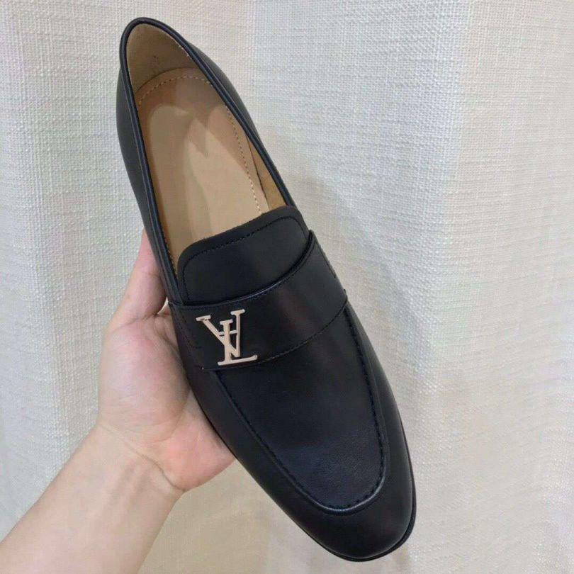 Luxury Black Letter Slip On Loafers