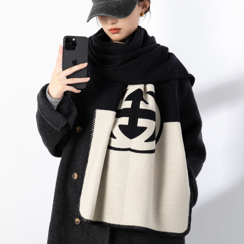 Fashion double-sided cashmere scarf thickened warm shawl PF1023111736