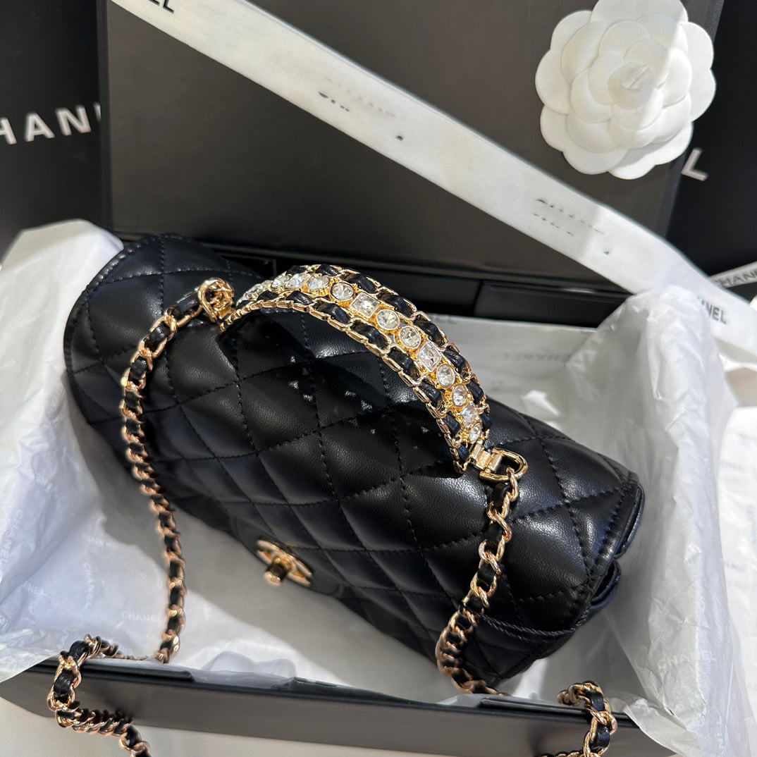 23A metal full diamond handle miniCF metal buckle bag XC16070604