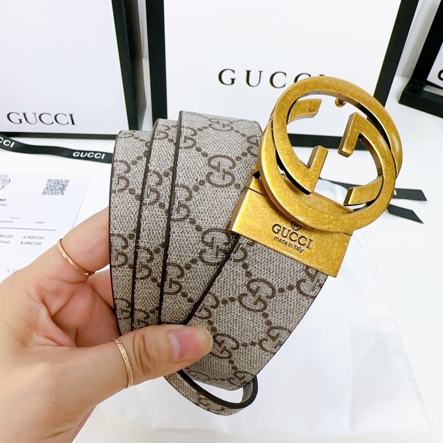 Presbyopic Bronze Double G Belt XC0823101303