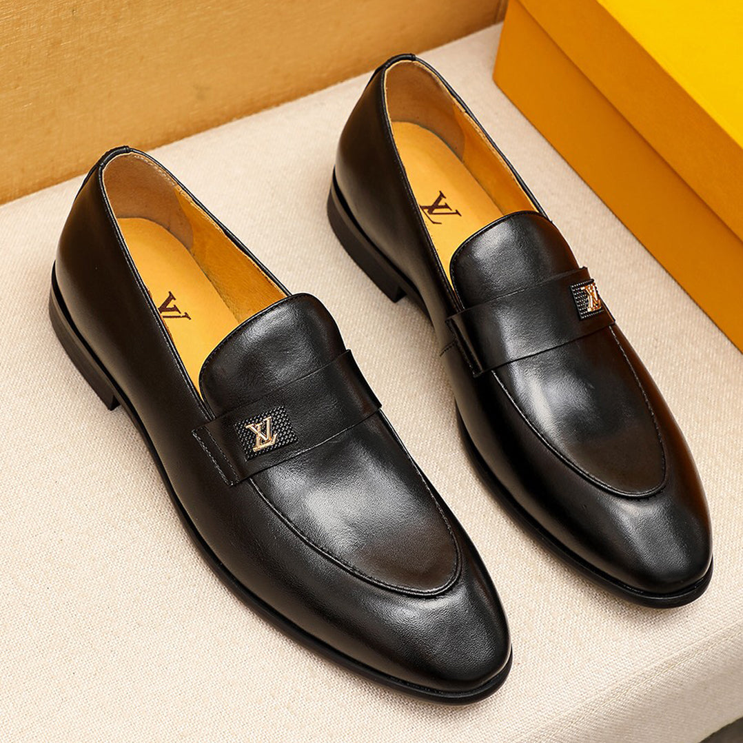 Luxury pattern dark style formal dress slip on shoes