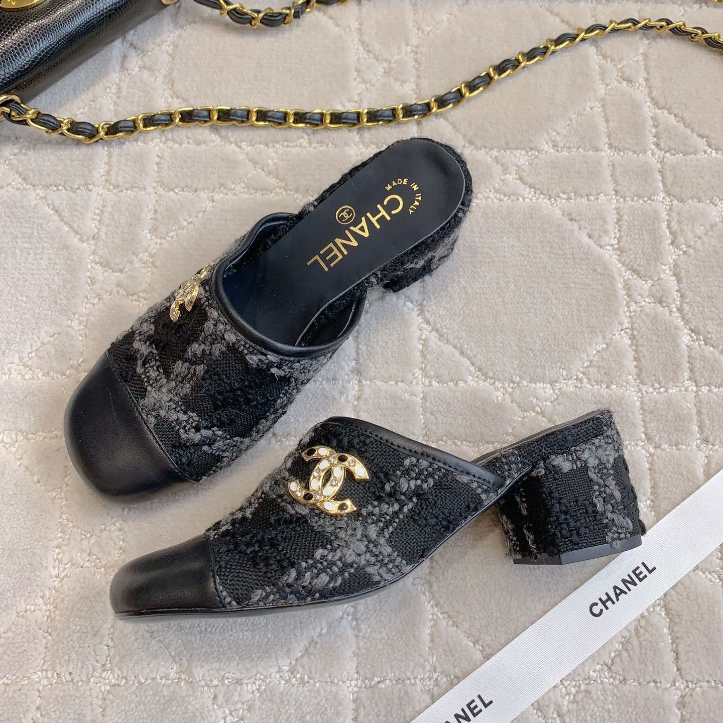 CHA High heel mule slippers (Heel 5.5/2.5CM) 1825022815