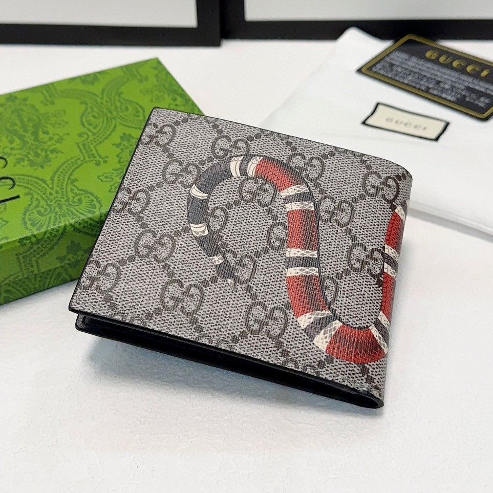 Classic Waterproof Fabric Tiger Head Wallet Genuine Leather Men's Compact Wallet S08