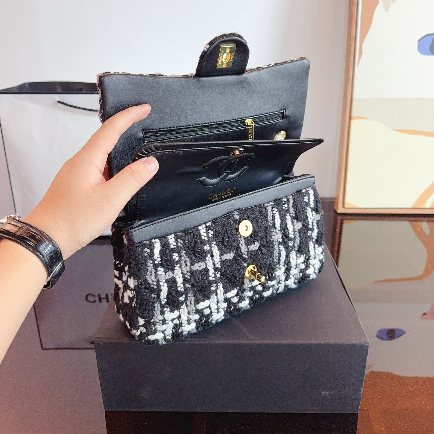 CHL CF series woolen woven chain bag XC24092531