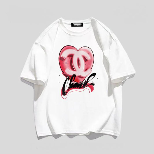 Fashionable Versatile Cotton Round Neck Loose Top 1024071526