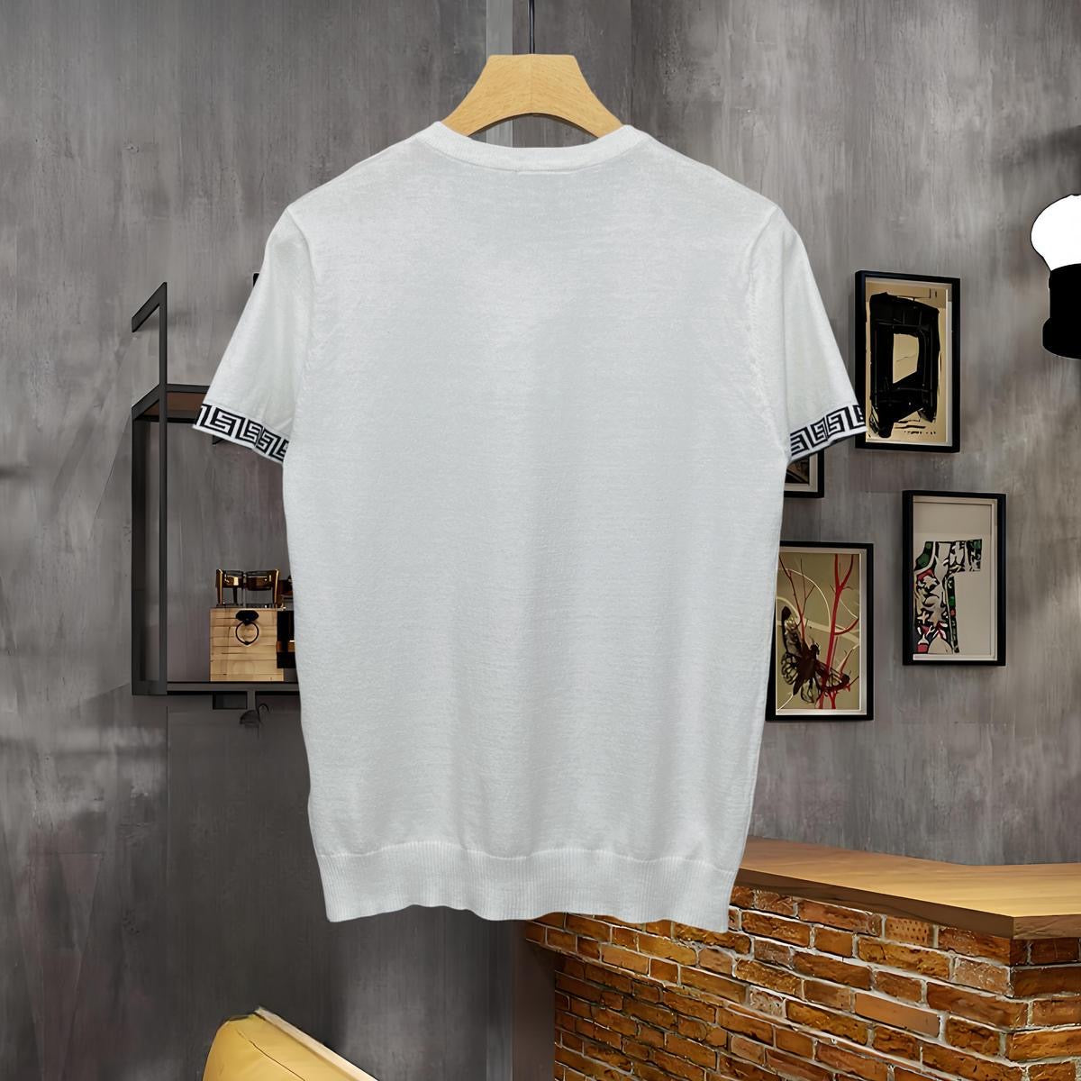 Summer round neck short sleeve knitted T-shirt 1824050701
