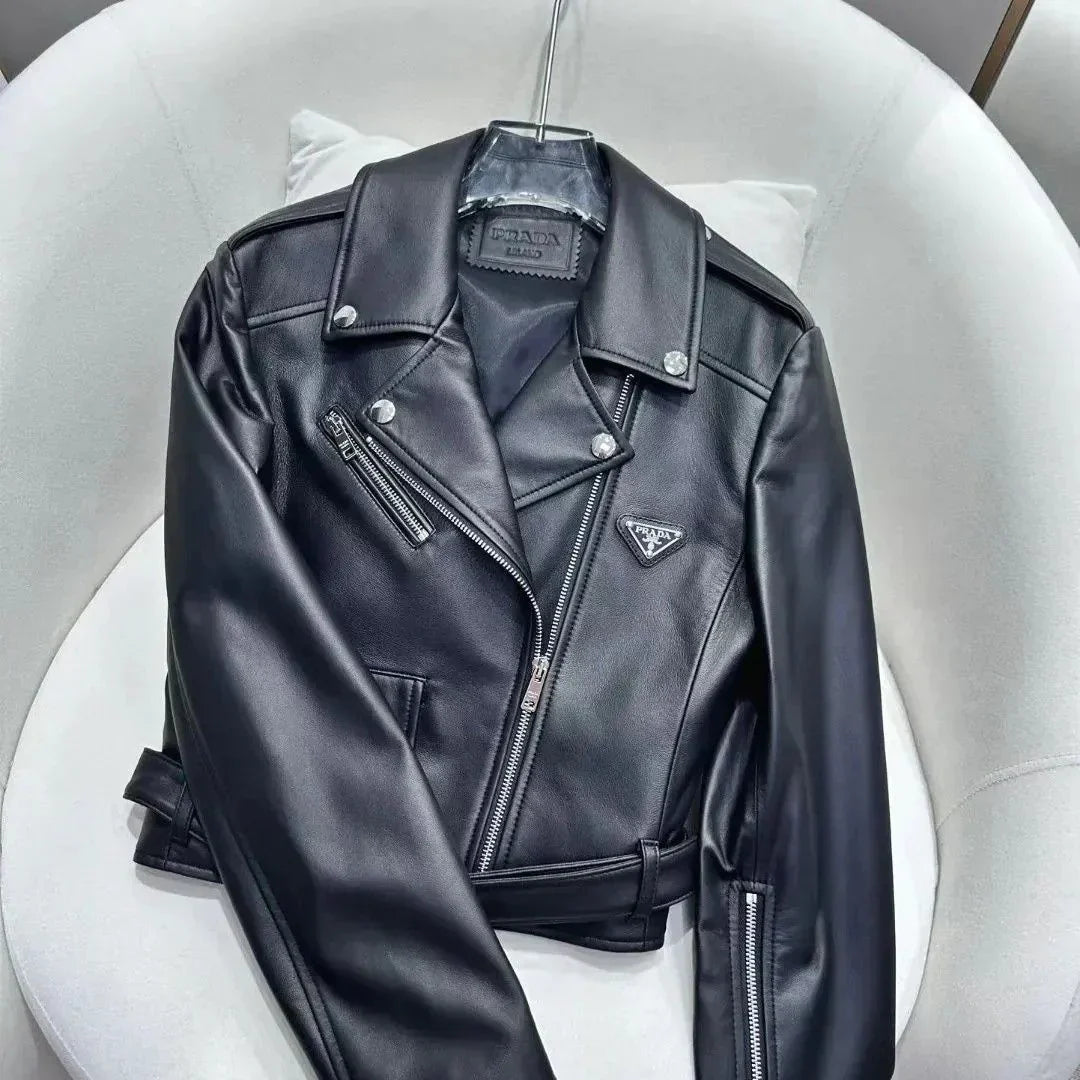 New Leather Short Motorcycle Jacket Lapel Coat 1024032029