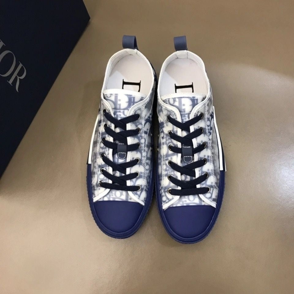 B23 Low Logo Oblique Blue Canvas Sneakers