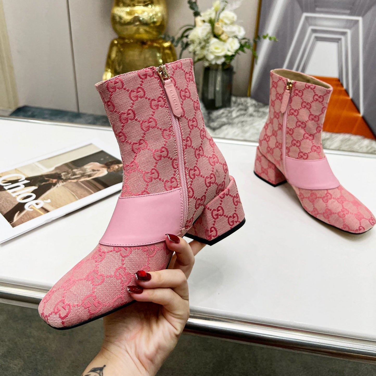 New chunky heel nude boots fashion boots