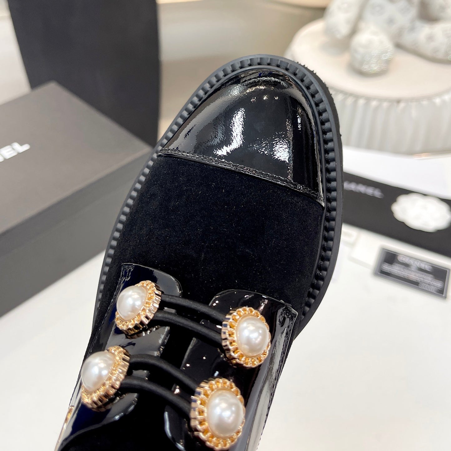 Pearl metal buckle platform leather shoes XC1823100502