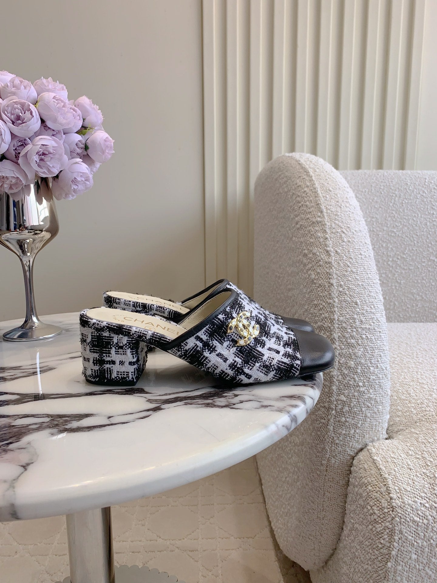 CHA High heel mule slippers (Heel 5.5/2.5CM) 1825022815