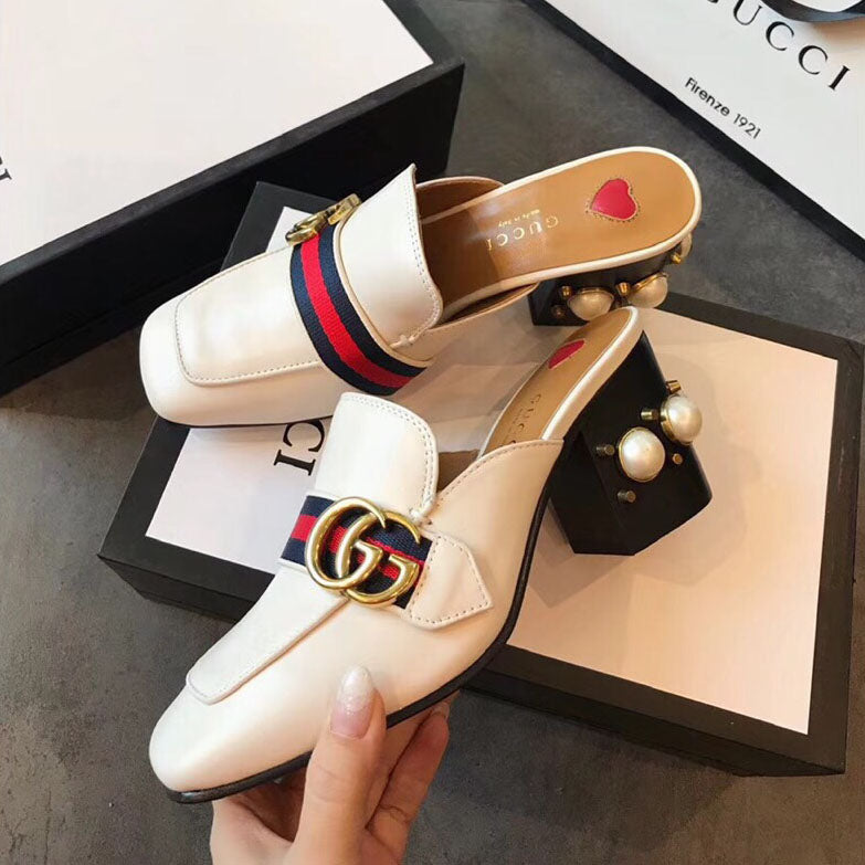 G Classic pearl heel loafers 1824070204