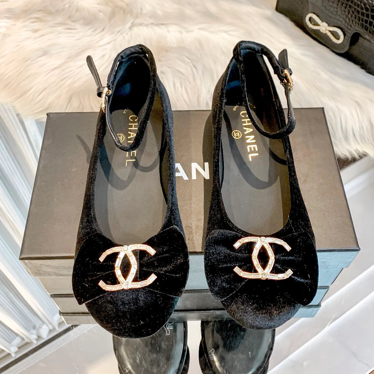 Velvet Bow Mary Jane Single Shoes 1024122704