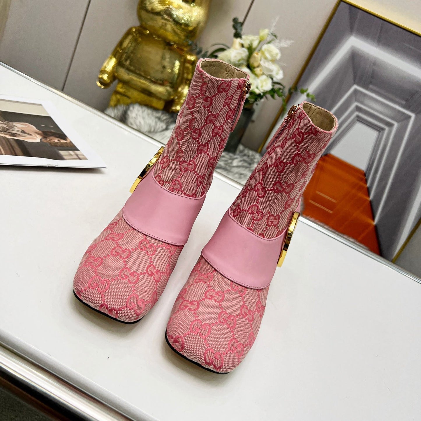 New chunky heel nude boots fashion boots