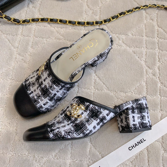 CHA High heel mule slippers (Heel 5.5/2.5CM) 1825022815