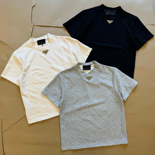 PR Liquid ammonia cotton petal collar straight shoulder T-shirt 1825052002