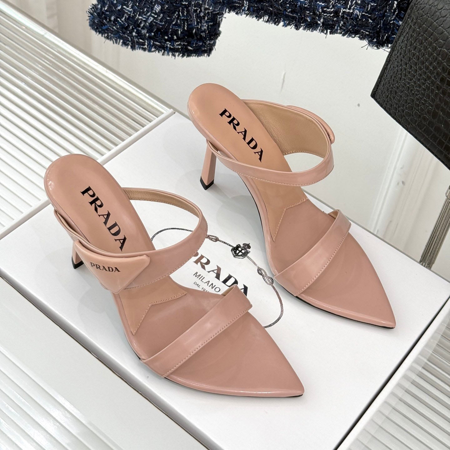 PR Triangle logo pointed toe sandals 1825061002