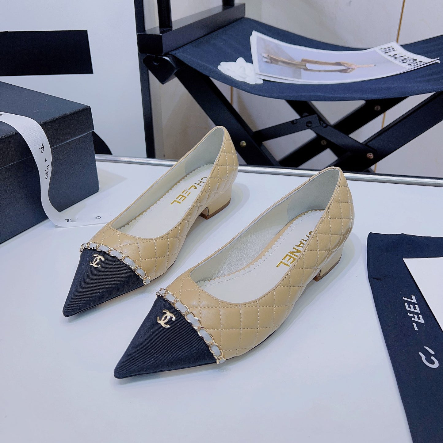 Pointed rhombus chain small high-heeled shoes XC16062302