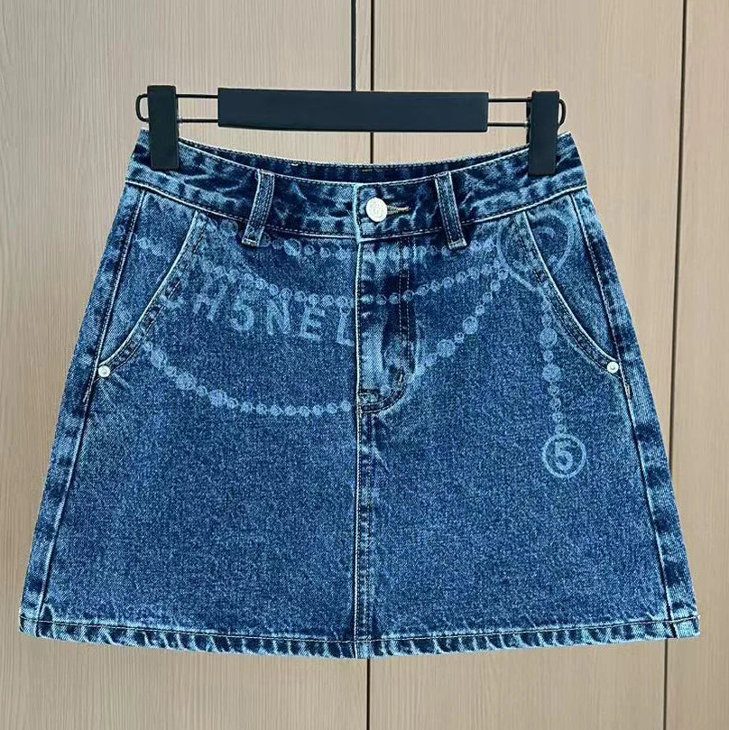 CHA Printed Denim Half Skirt 1025051916