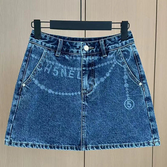 CHA Printed Denim Half Skirt 1025051916