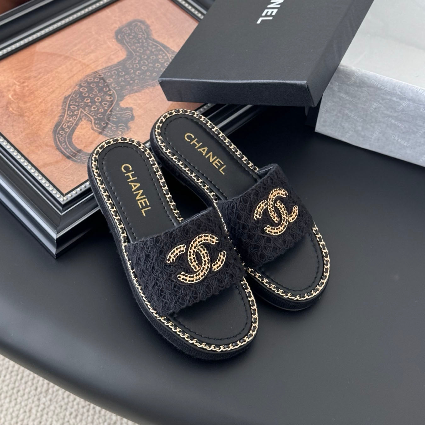 CNL women's platform chain double C slide sandal 1825042902