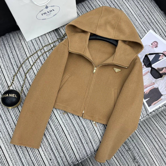 High end hooded knitted sweater 1024111506