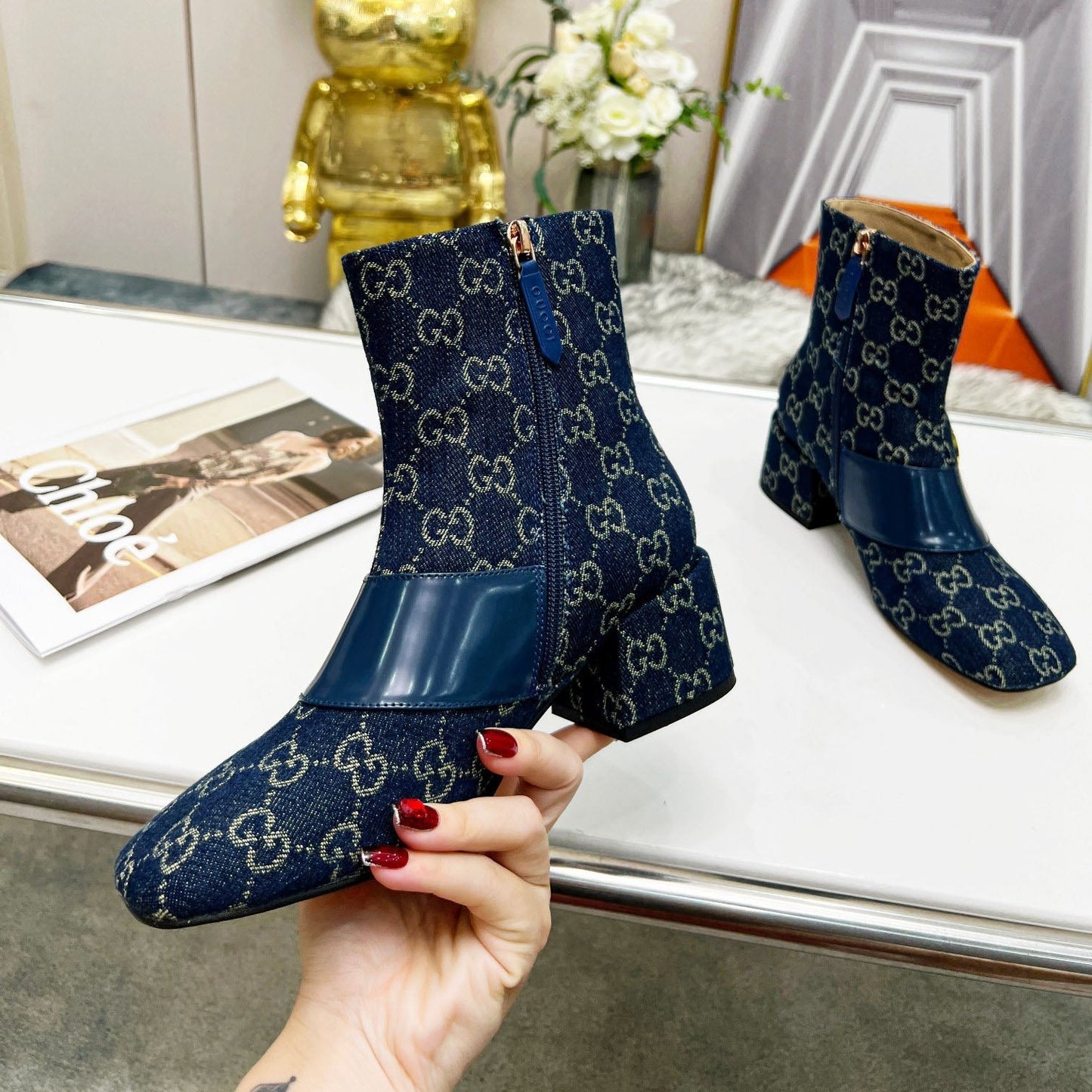 New chunky heel nude boots fashion boots