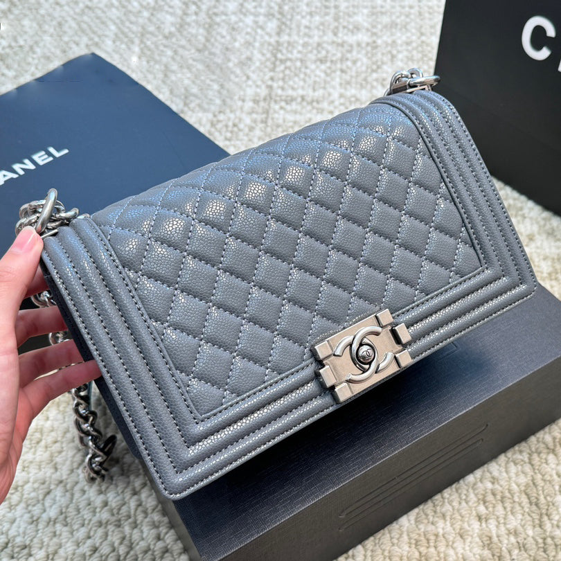 Quilted Caviar Silver Lock Bag 1824050305