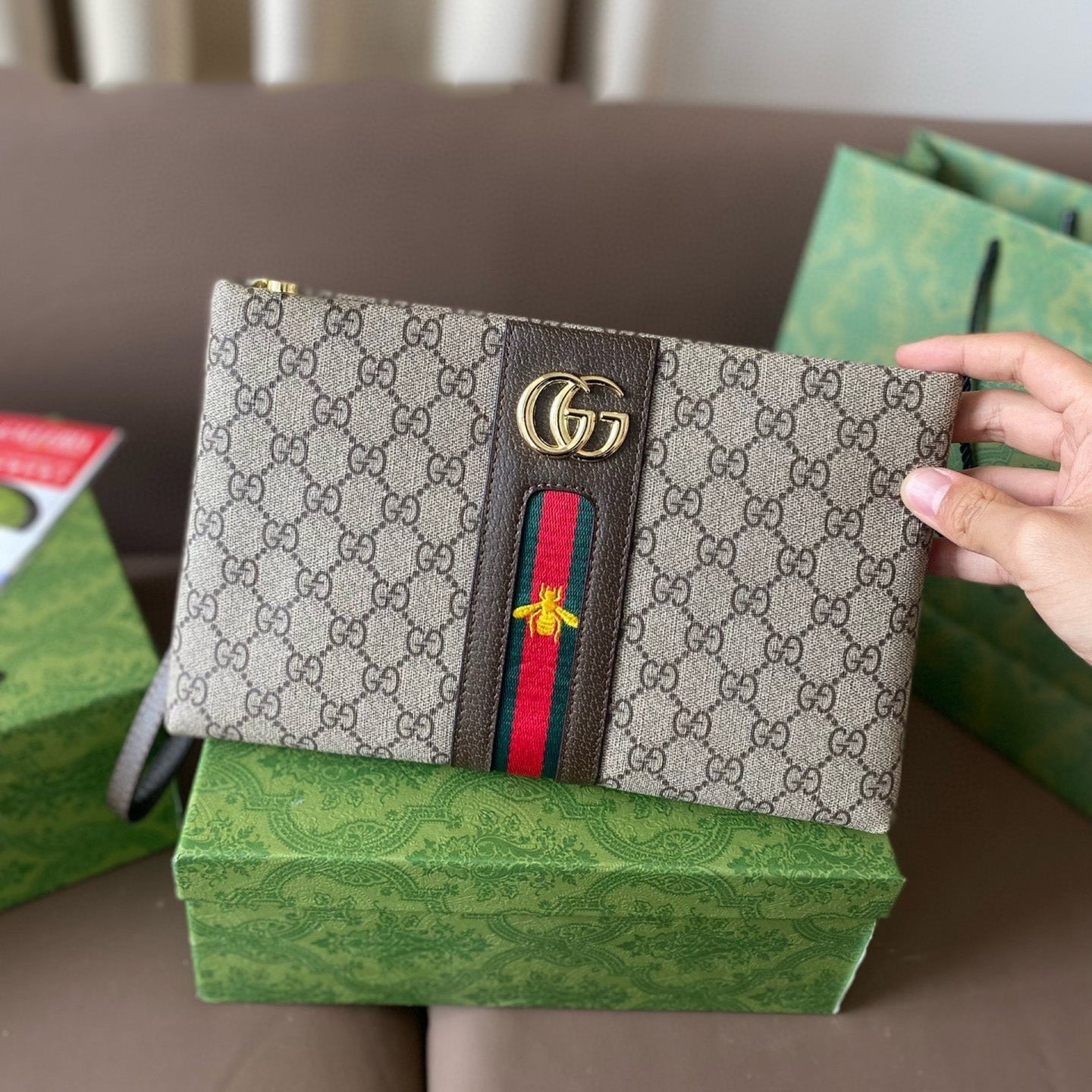 G print men's clutch bag 1824062602