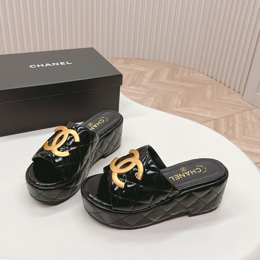 Chane1 top fashion thick-soled rhombus slippers 0724030812
