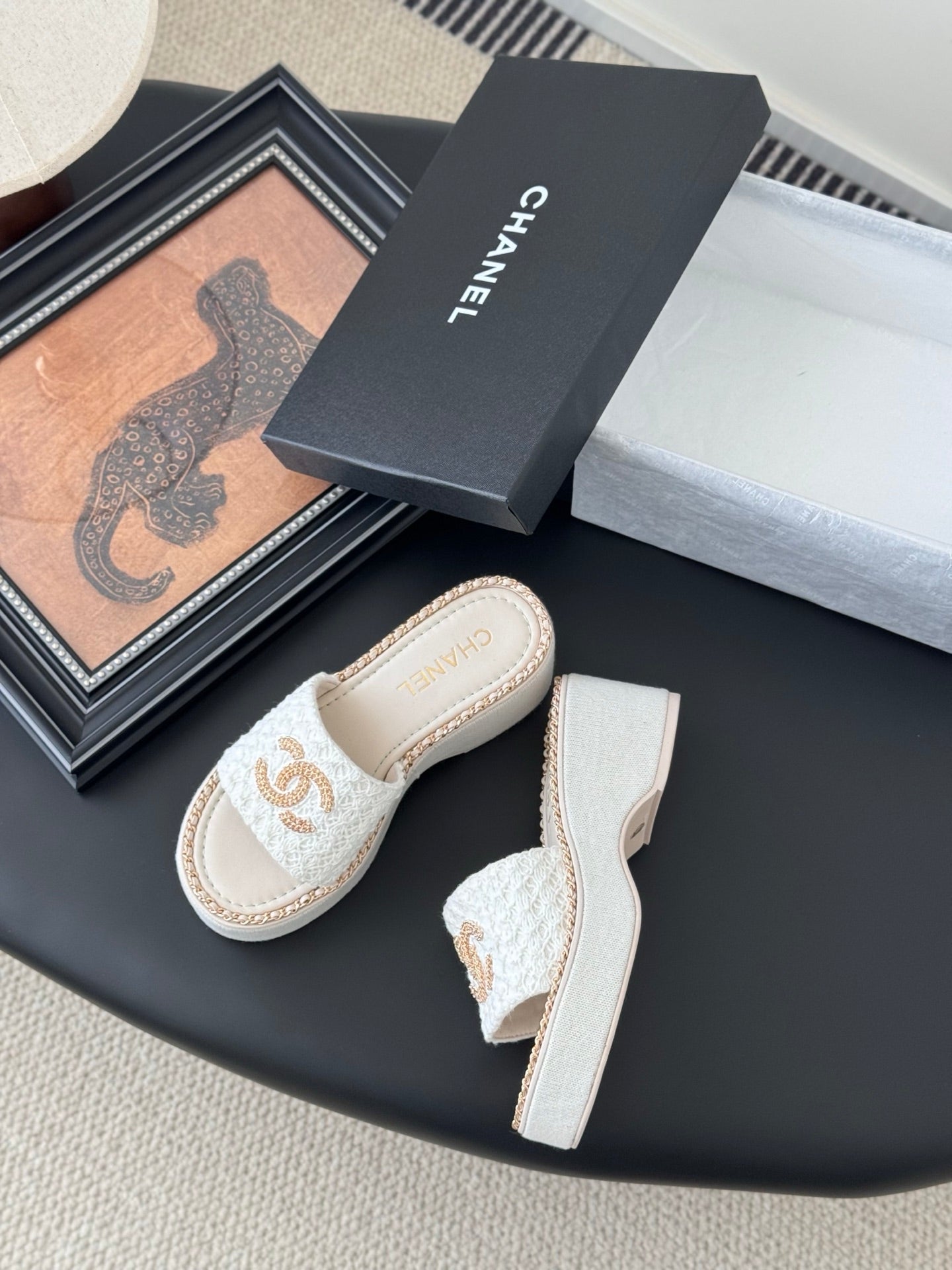 CNL women's platform chain double C slide sandal 1825042902