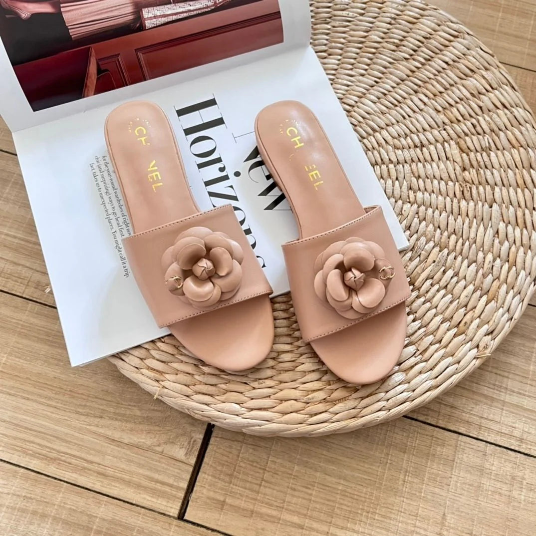 Camellia Flat Slippers Women Casual All-match Sandals 1024060310