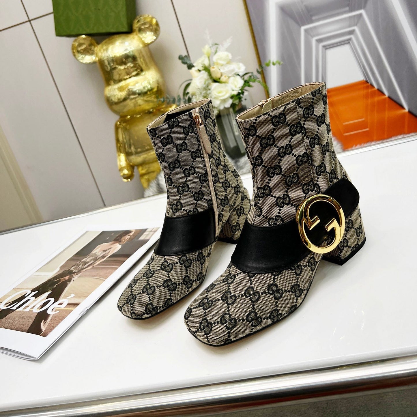 New chunky heel nude boots fashion boots