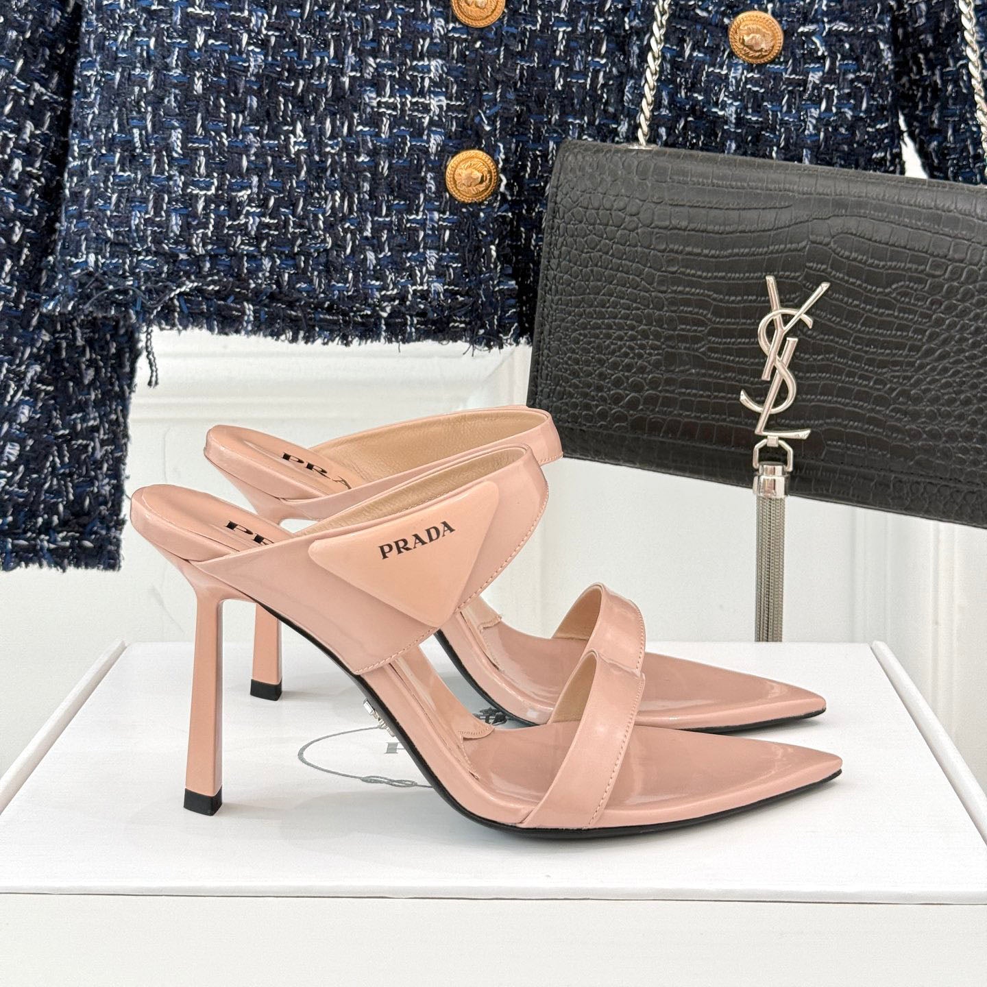 PR Triangle logo pointed toe sandals 1825061002