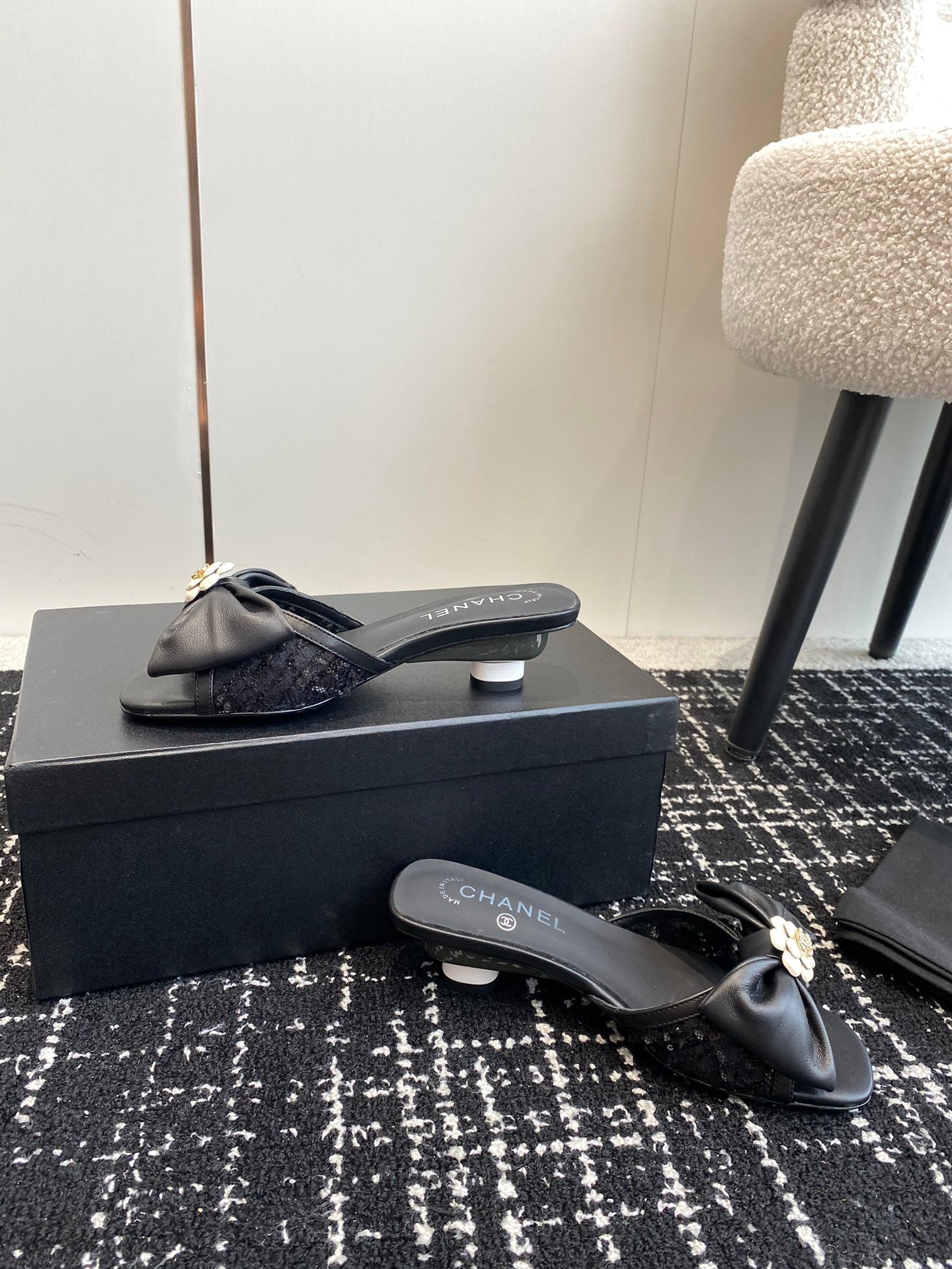 CNL 24SS bow low heel slippers 0724042706