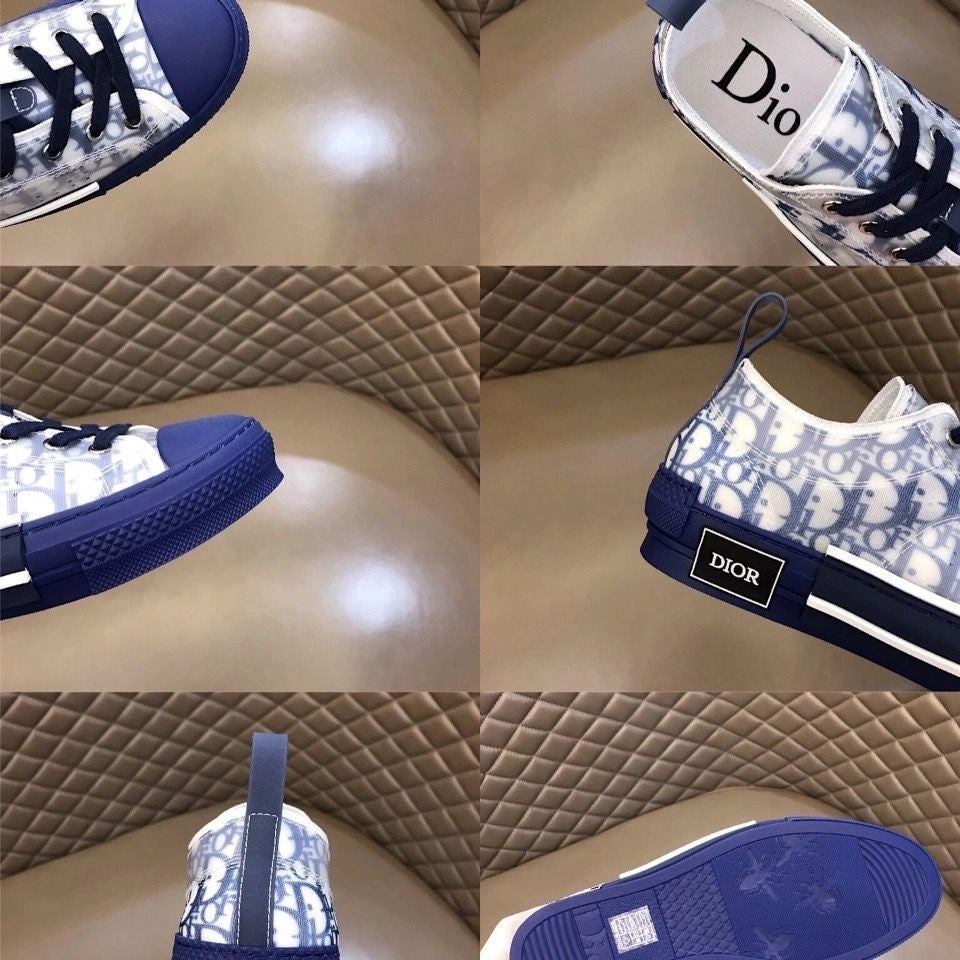 B23 Low Logo Oblique Blue Canvas Sneakers