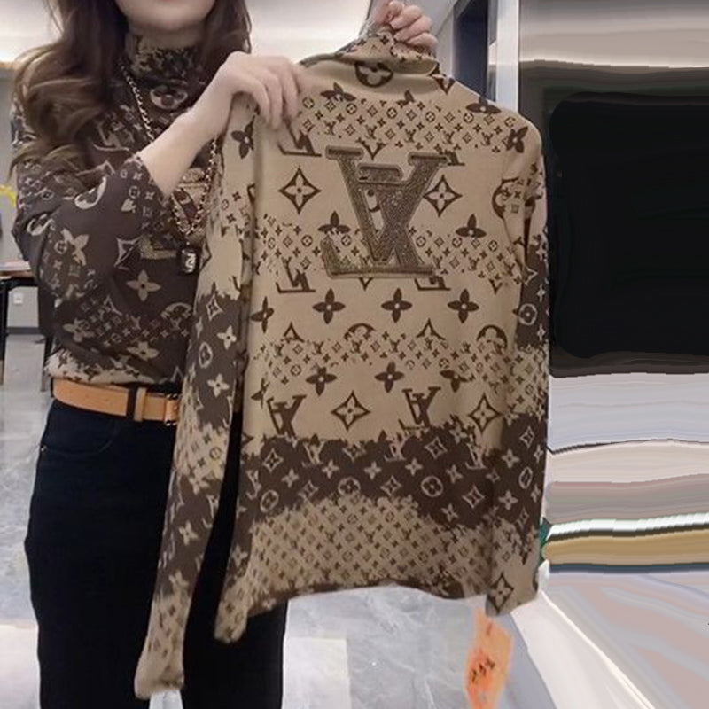 High neck hot diamond bottomed shirt with elastic fit PD10021201