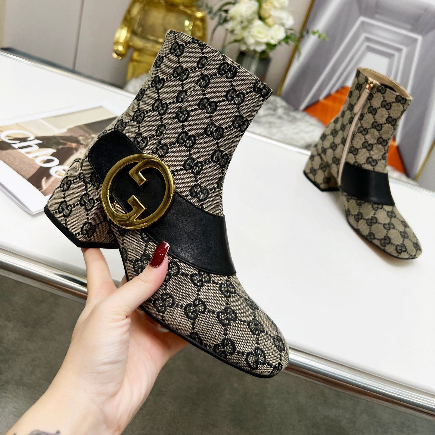 New chunky heel nude boots fashion boots