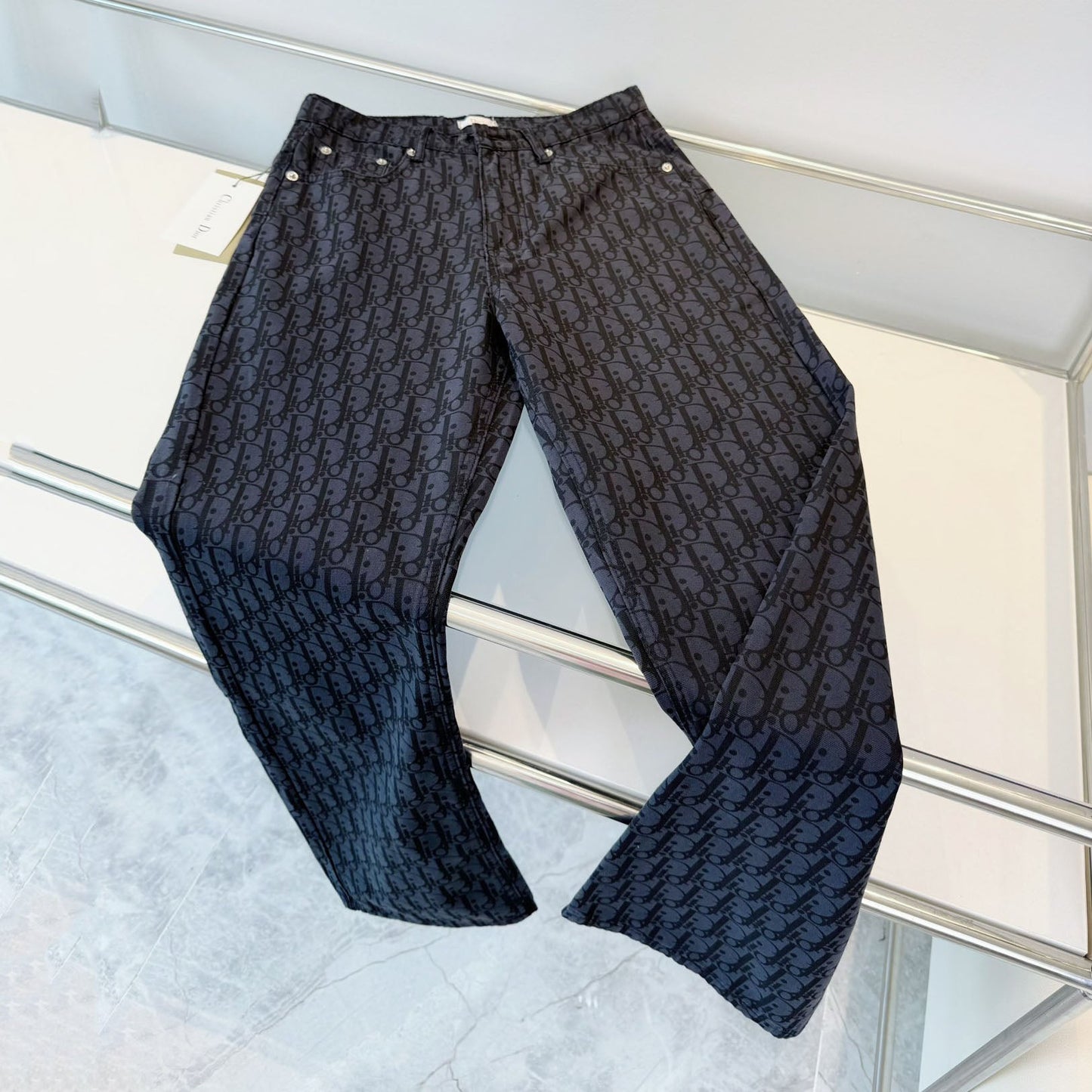 CD Unisex all-over printed jacquard jeans and trousers 1824101101