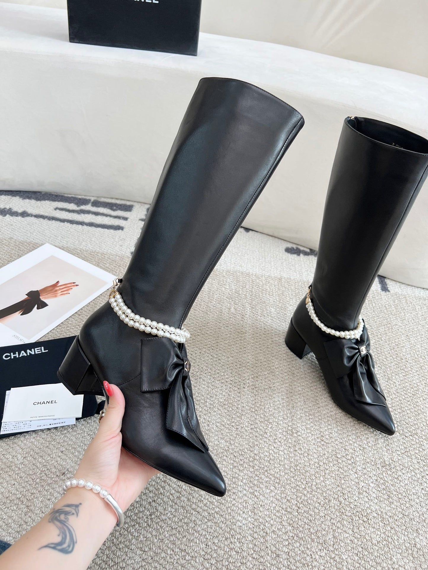 Zipper Pearl Boots 0724090507