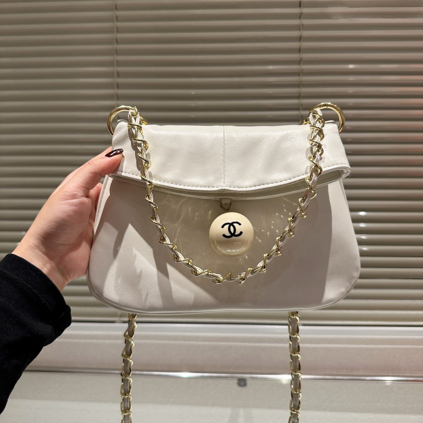 Vintage chocolate ball chain hobo bag 1824040706