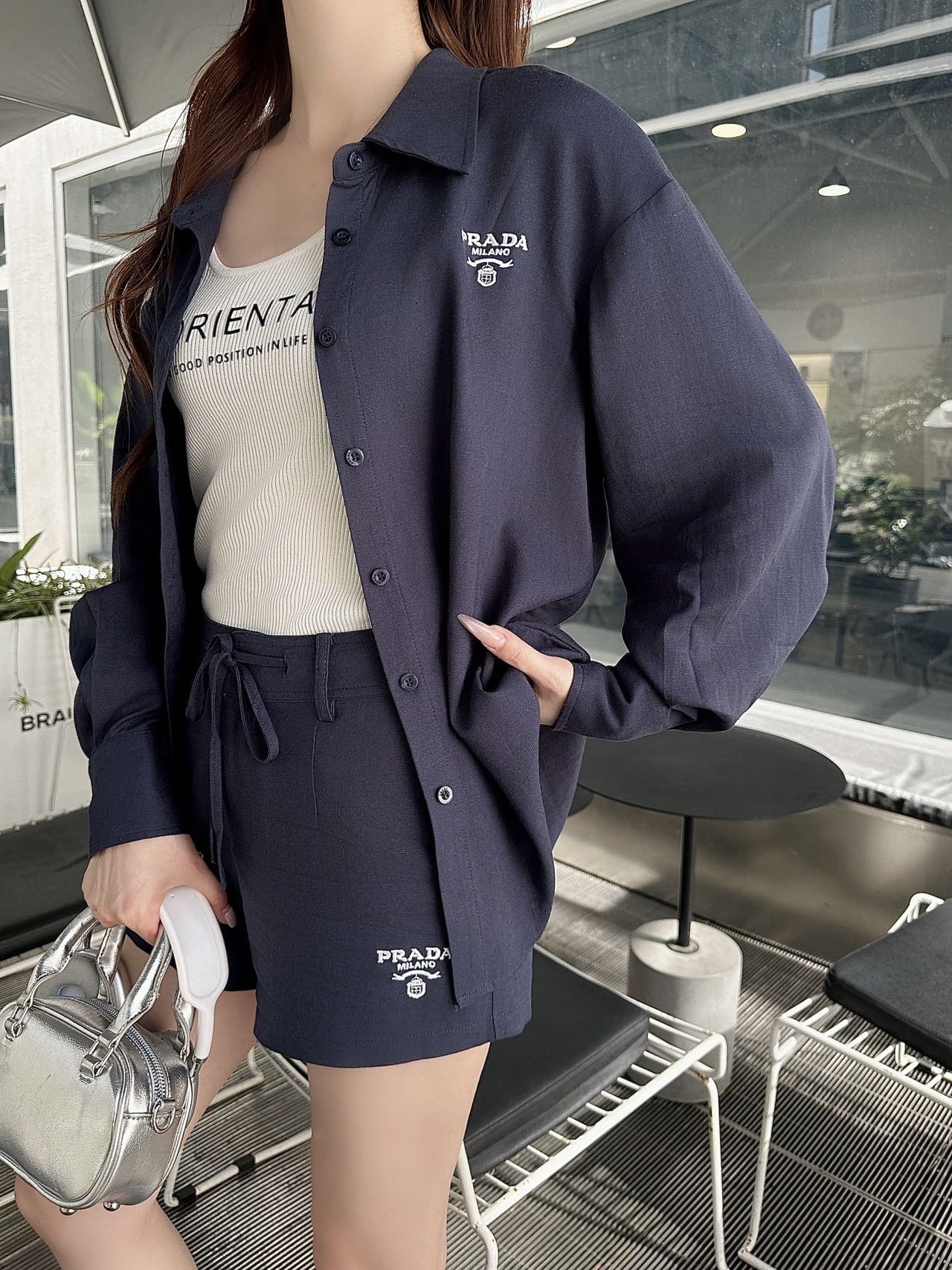 PR Cotton and linen shirt + shorts set 1825052016