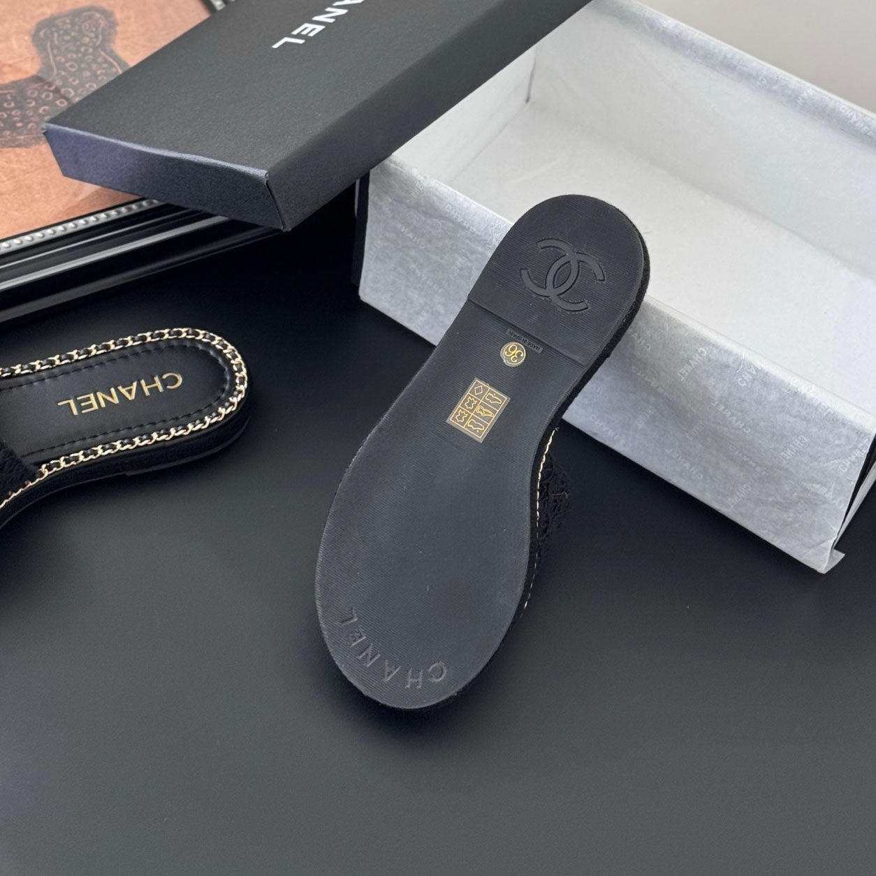 CNL women's platform chain double C slide sandal 1825042902