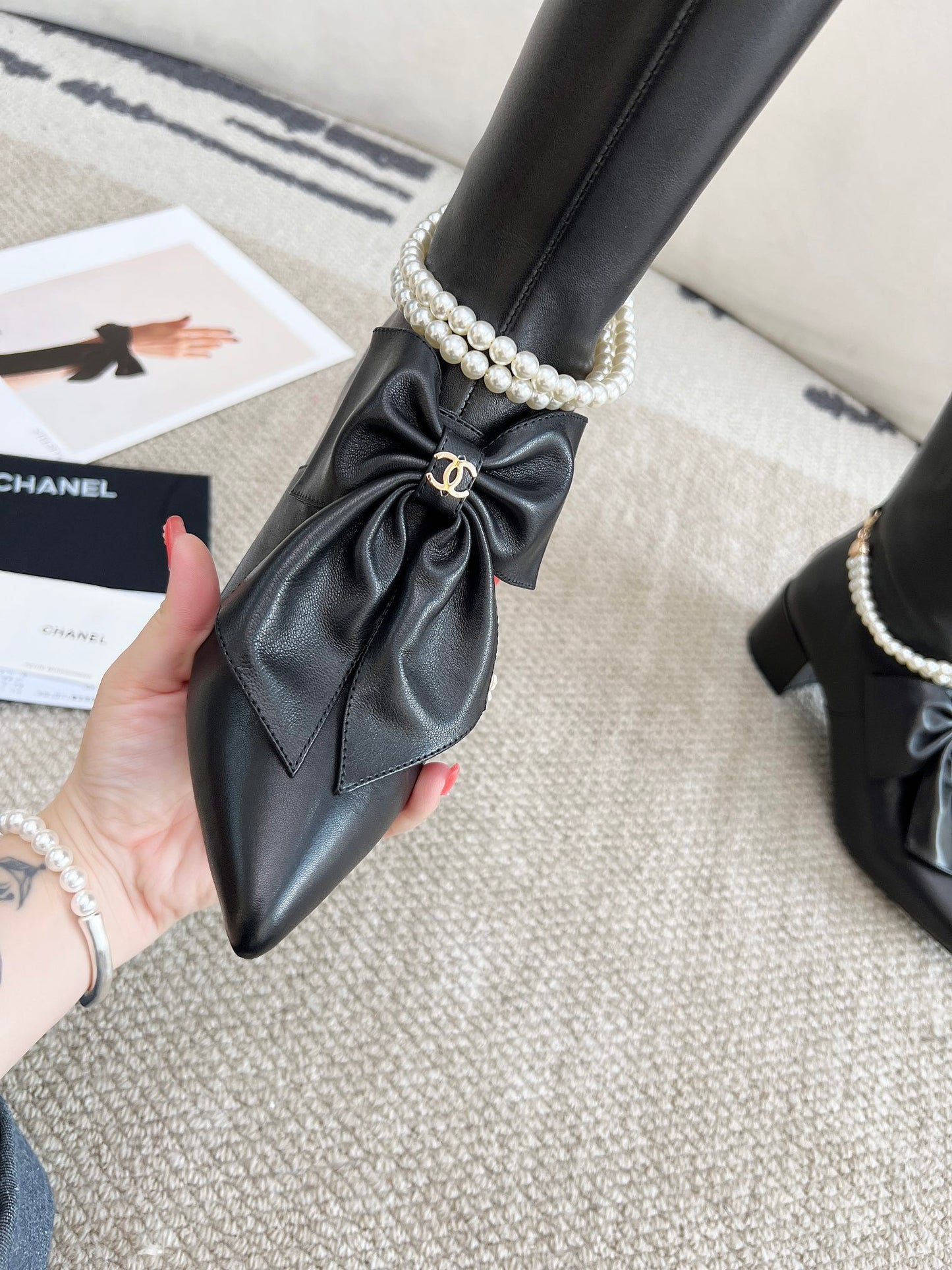 Zipper Pearl Boots 0724090507