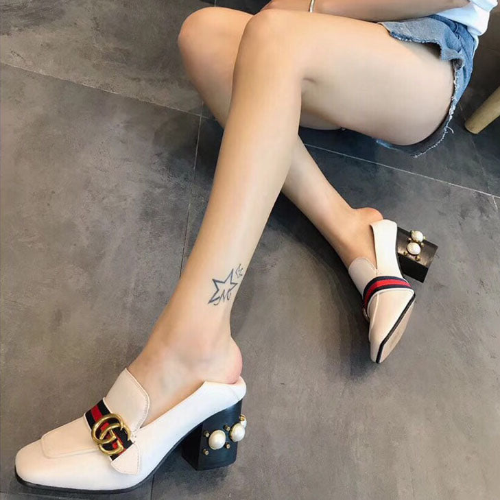 G Classic pearl heel loafers 1824070204