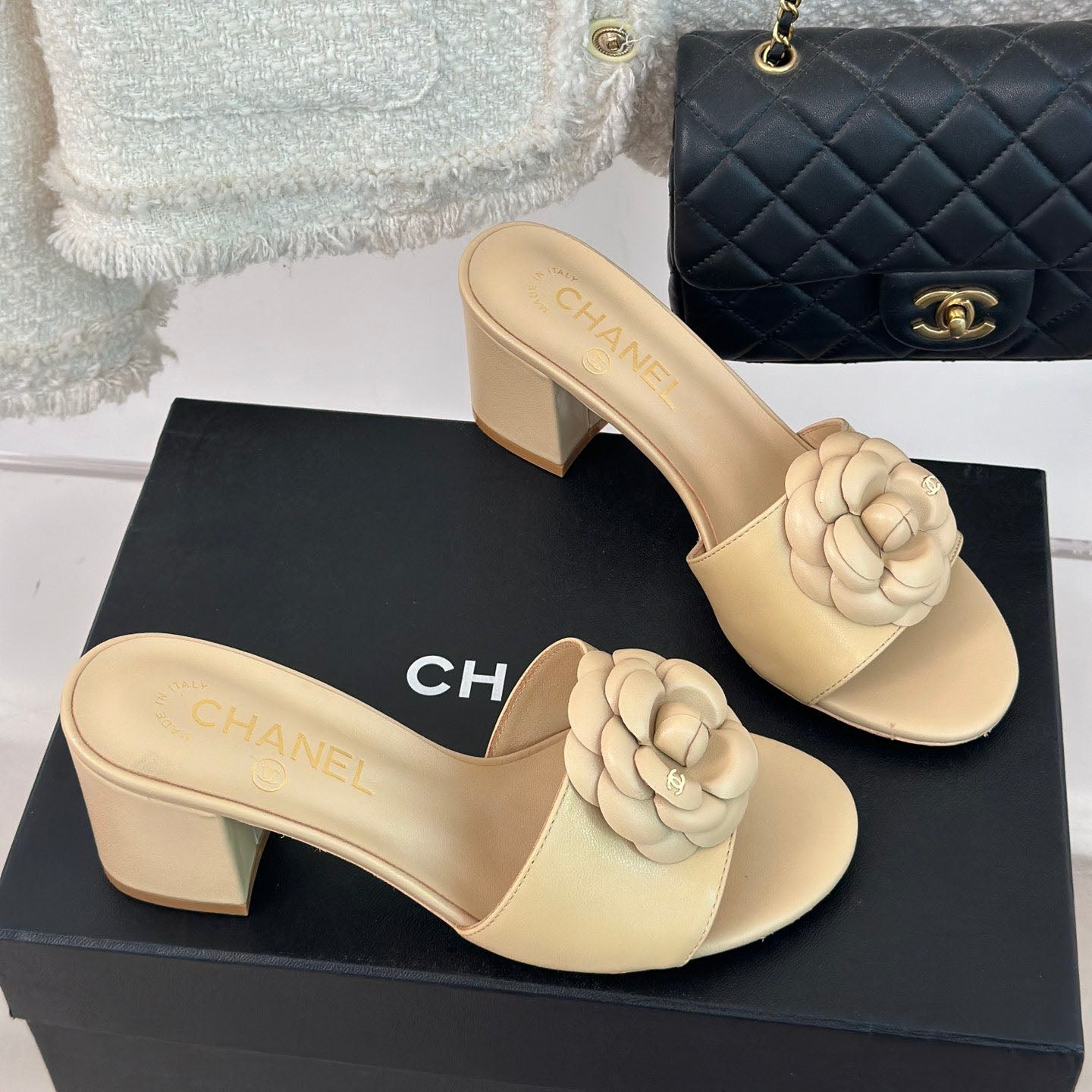 CNL Camellia block heel slippers 1824082701