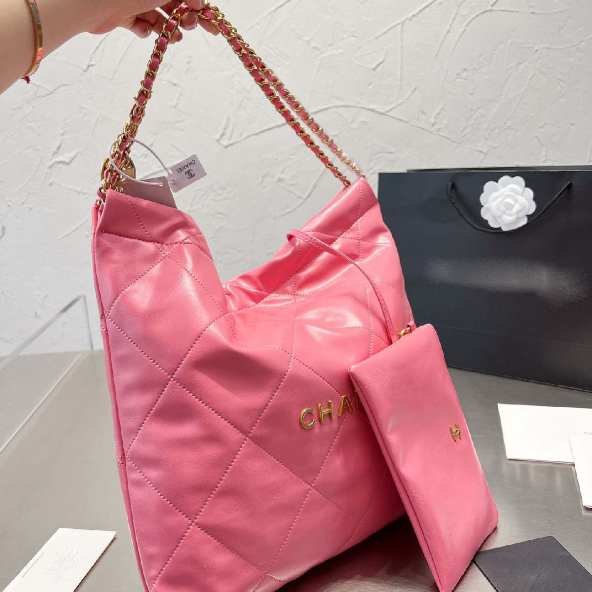 Large Hobo Bag With Gold-tone Metal